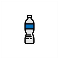 A bottle of water is shown in a flat line vector