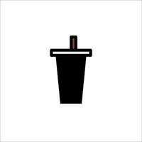 A black cup with a straw in it on a white background vector