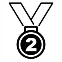 Medal and trophy icon concept in black duo line color vector