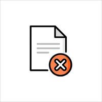 A document with an x symbol on it vector