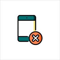 A phone with an x symbol on it vector