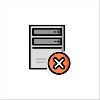A server with a red cross and a tick icon vector