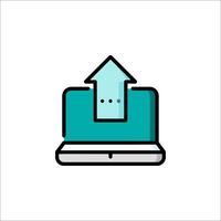 A laptop with an arrow pointing up on it vector
