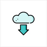 Cloud icon with arrow pointing down vector