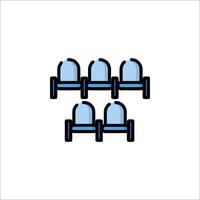 A line drawing of four chairs in a row vector