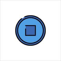 A blue button with a square in the middle vector