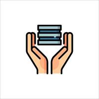 Two hands holding a stack of disks vector