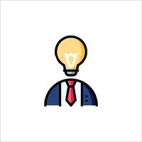 A man in a suit with a light bulb on his head vector