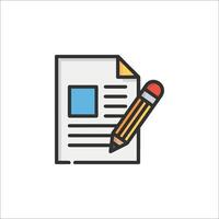 A document with a pencil and a paper icon vector