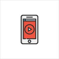 A smartphone with a player icon vector