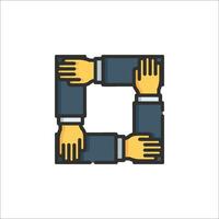 Hands holding hands icon in a square shape vector