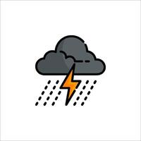 A black and white cloud with a lightning bolt vector