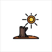 A sun and a tree stump in the desert vector