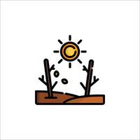 A sun and tree in the desert with a leaf vector