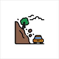 A car driving over a cliff with a tree on top vector