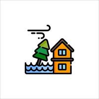 A house with a tree on top of it in the water vector