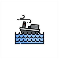 A ship in the ocean with smoke coming out of it vector