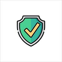 A green shield with a tick mark on it vector