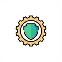 A green and yellow shield icon on a white background vector