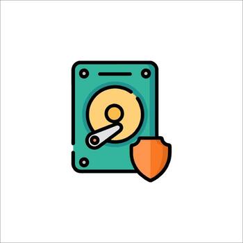 A disk with a shield and a disk icon vector