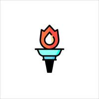 A colorful torch with flames on it vector