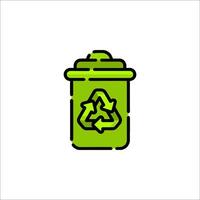 A green trash can with a recycling symbol on it vector