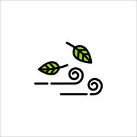 A green leaf icon with a wave and leaves vector