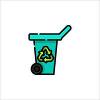A trash can with a recycling symbol on it vector