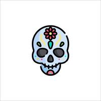 A sugar skull with colorful flowers on it vector