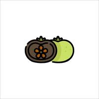 A fruit icon with a green leaf on it vector