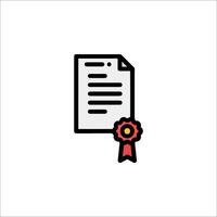 A certificate icon with a red ribbon vector
