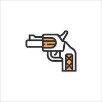 A gun icon with a black and orange design vector