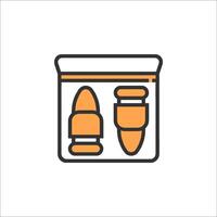 A package of pills in a box with an orange outline vector