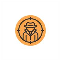 A man in a hat and coat is shown in an orange circle vector