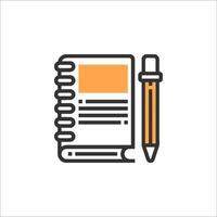 A notebook and pen icon on a white background vector