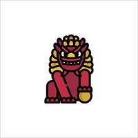 A red and gold lion with a big head vector