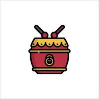 A drum icon with two sticks on top vector