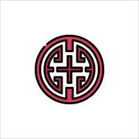 A red and black logo with a cross in the middle vector