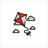 A kite flying in the sky with clouds vector