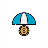 A blue and white umbrella with a dollar coin inside vector