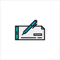 Check line icon with pen and paper vector