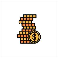 A stack of coins and a dollar coin icon vector