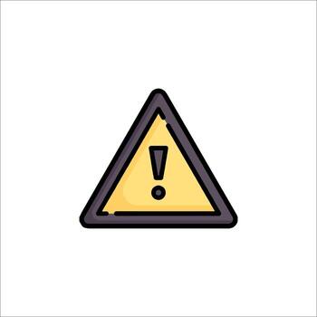 A yellow warning triangle with an exclamation mark vector