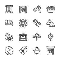 A collection of icons, depicting various aspects of Asian culture and traditions.. vector