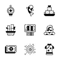 A set of icons, each representing a different aspect of Chinese culture and traditions. ' vector