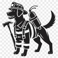Fighting Flames Dog Firefighter in Action vector