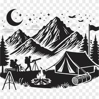 The Perfect Camp Mountain Silhouette vector