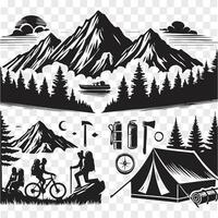 Silhouette of Adventure Mountain Camping vector