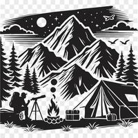Under Mountain Skies Camping Silhouette vector