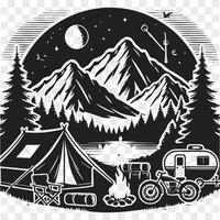 Tent Life in the Mountains Silhouette Magic vector